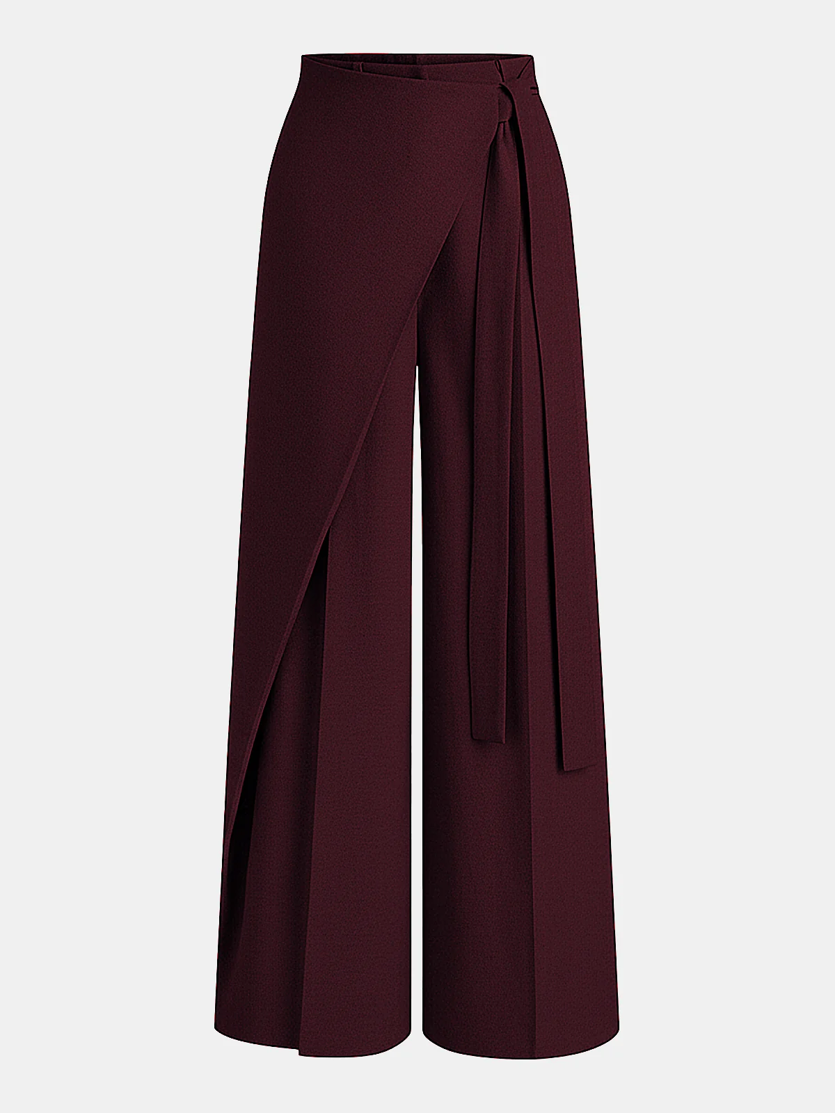 Puddle Hem Asymmetric Wrap Wide-Leg Pants - Image 7