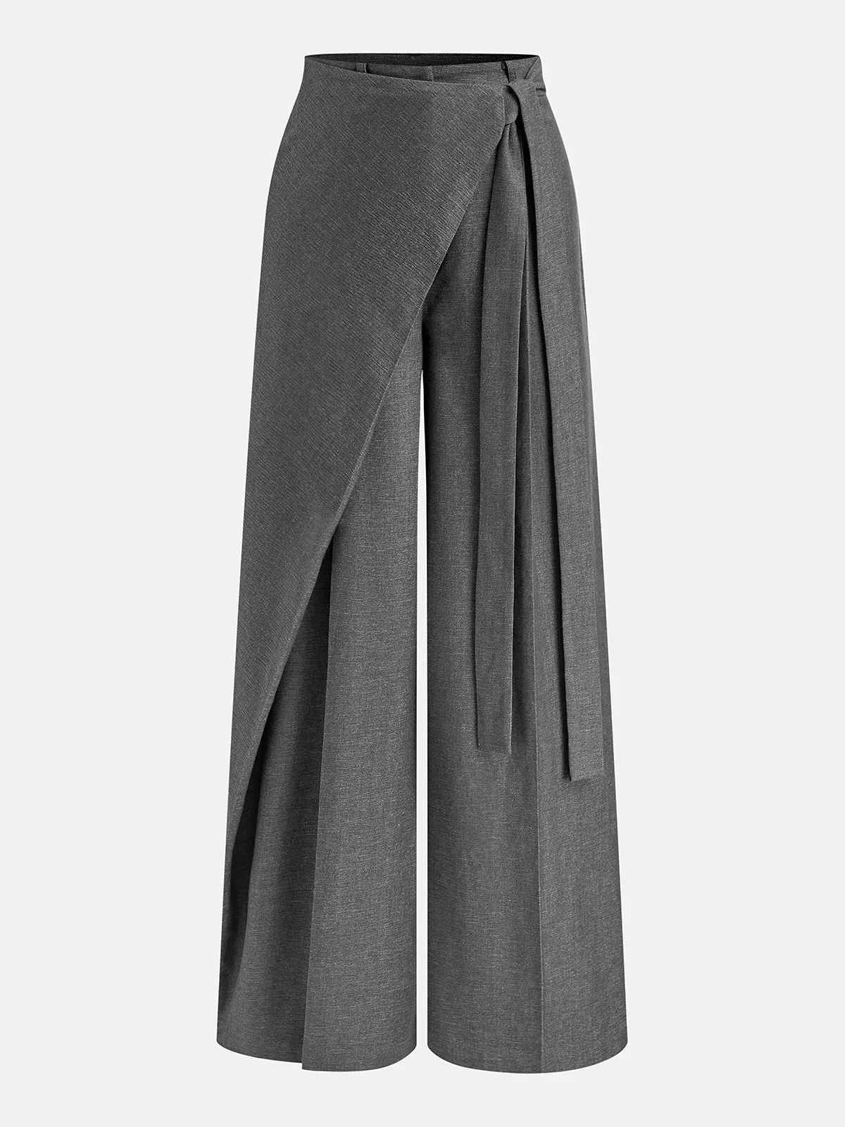 Puddle Hem Asymmetric Wrap Wide-Leg Pants - Image 8