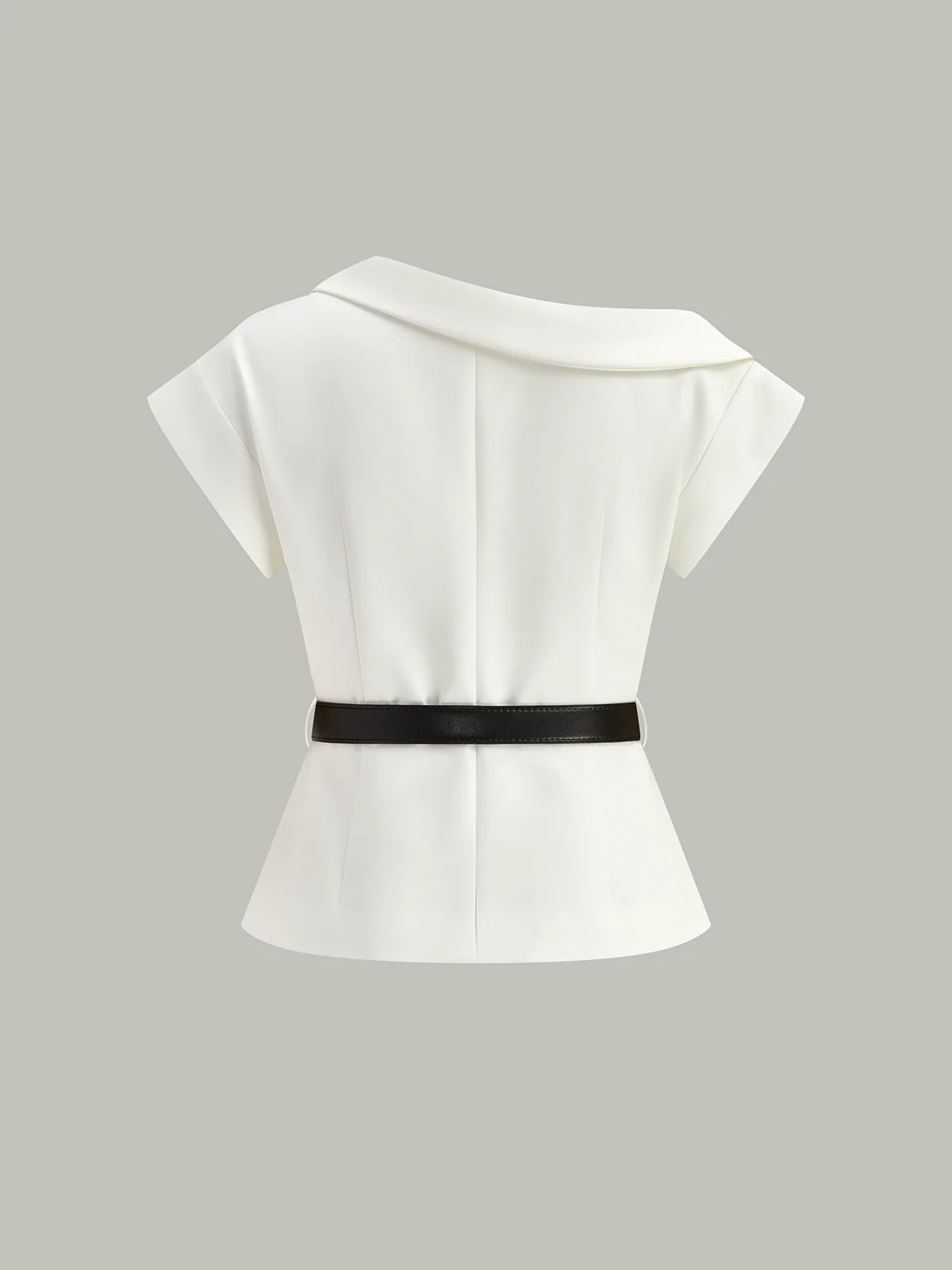 Asymmetrical Belted Blazer Top - Image 2