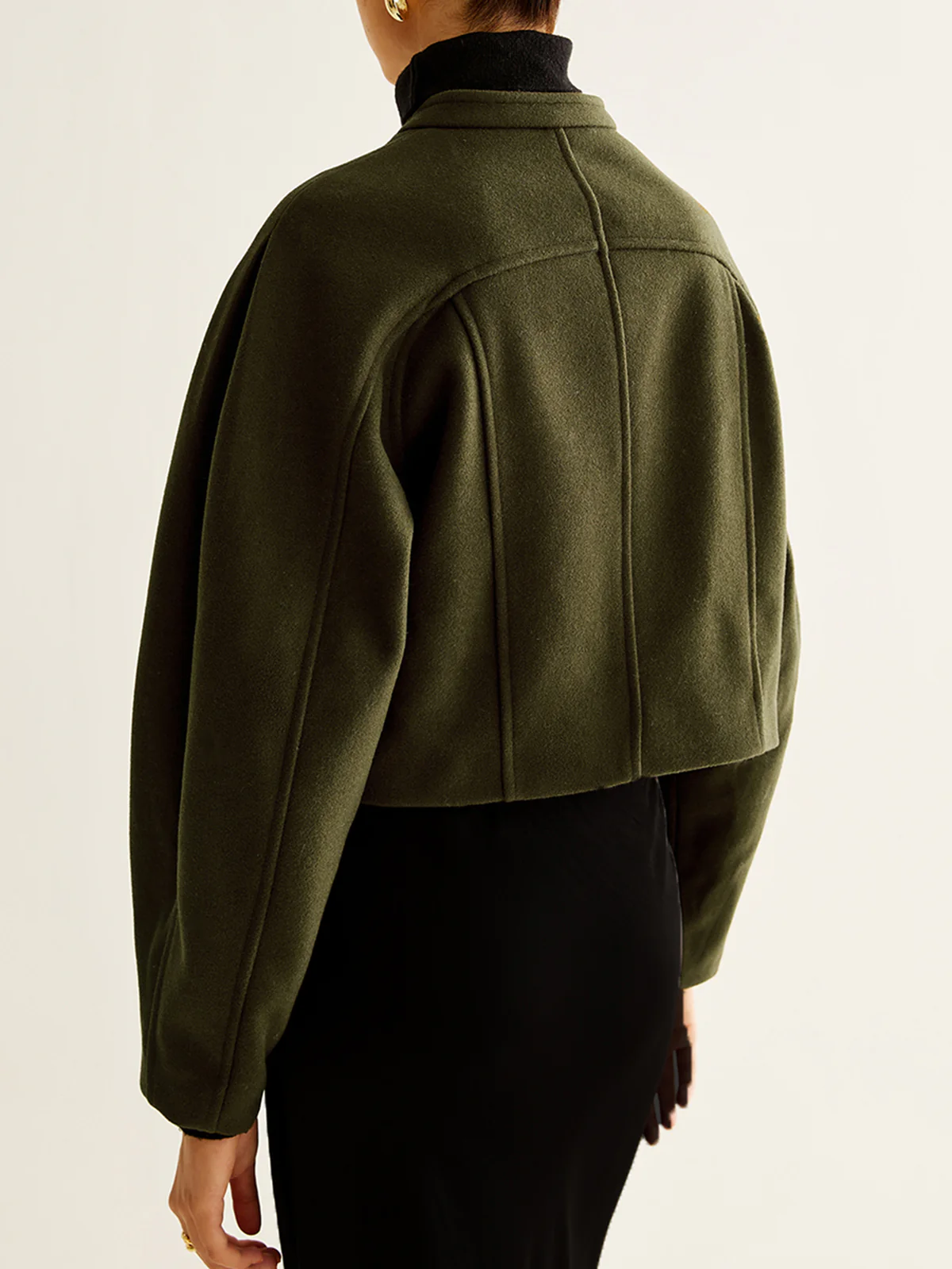 Asymmetrical Button Crop Tweed Coat - Image 7