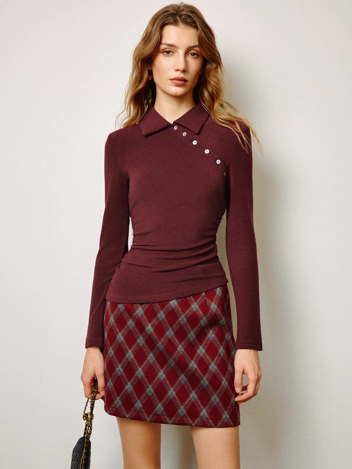 Asymmetrical Button Skinny Polo T-Shirt - Image 5