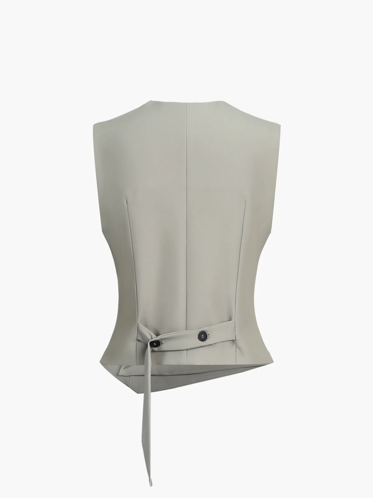 Asymmetric Grayish Green Button Sleeveless Vest - Image 2