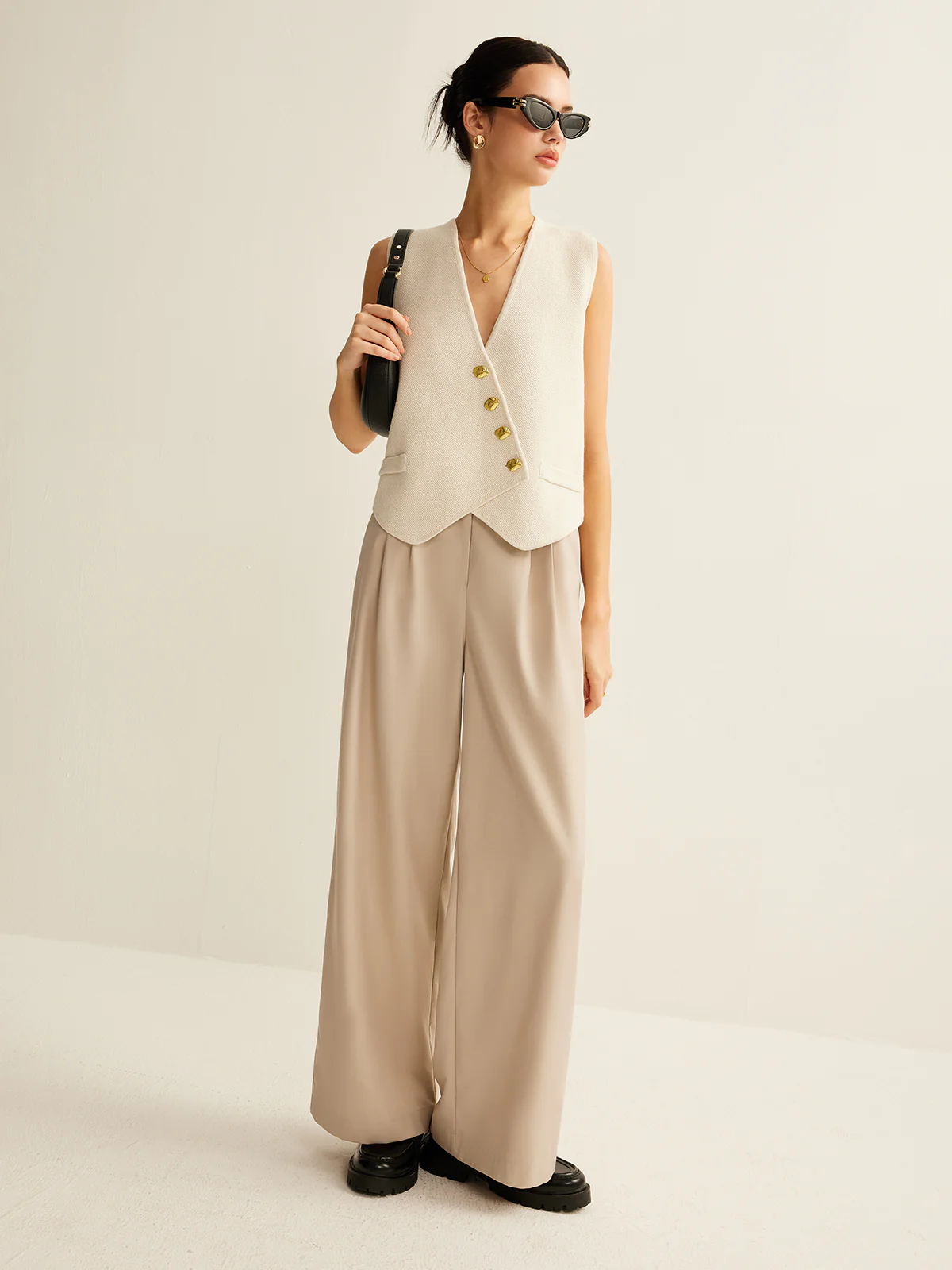 Asymmetrical Button Sweater Vest - Image 3