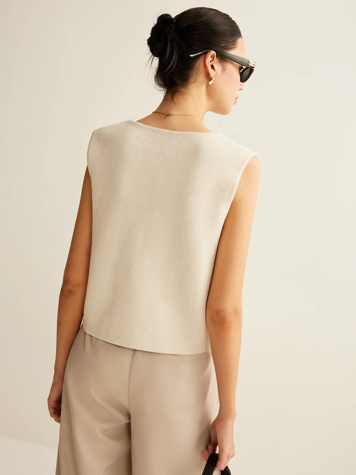 Asymmetrical Button Sweater Vest - Image 6