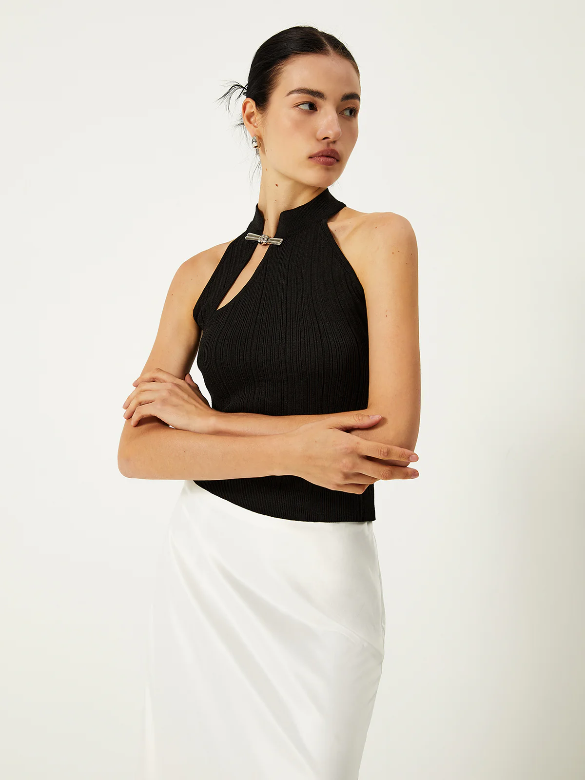 Asymmetrical Button Sweater Vest - Image 3
