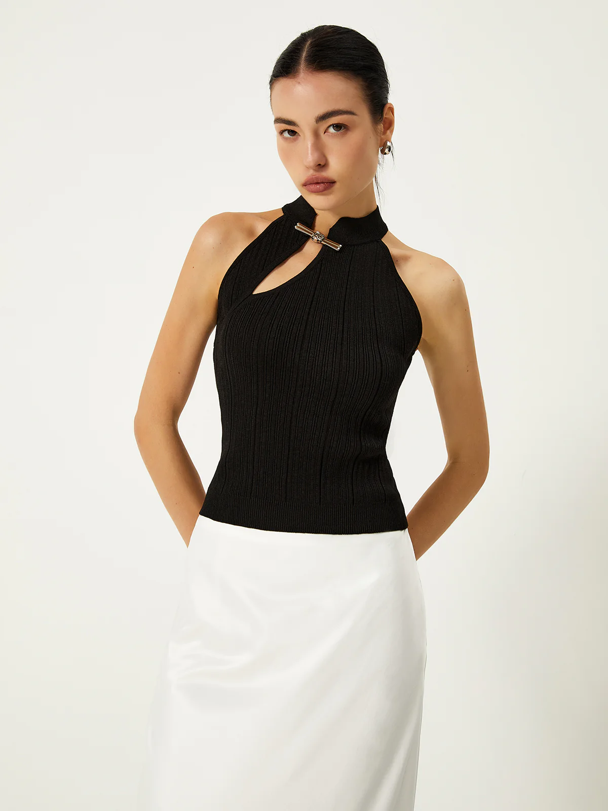 Asymmetrical Button Sweater Vest - Image 4