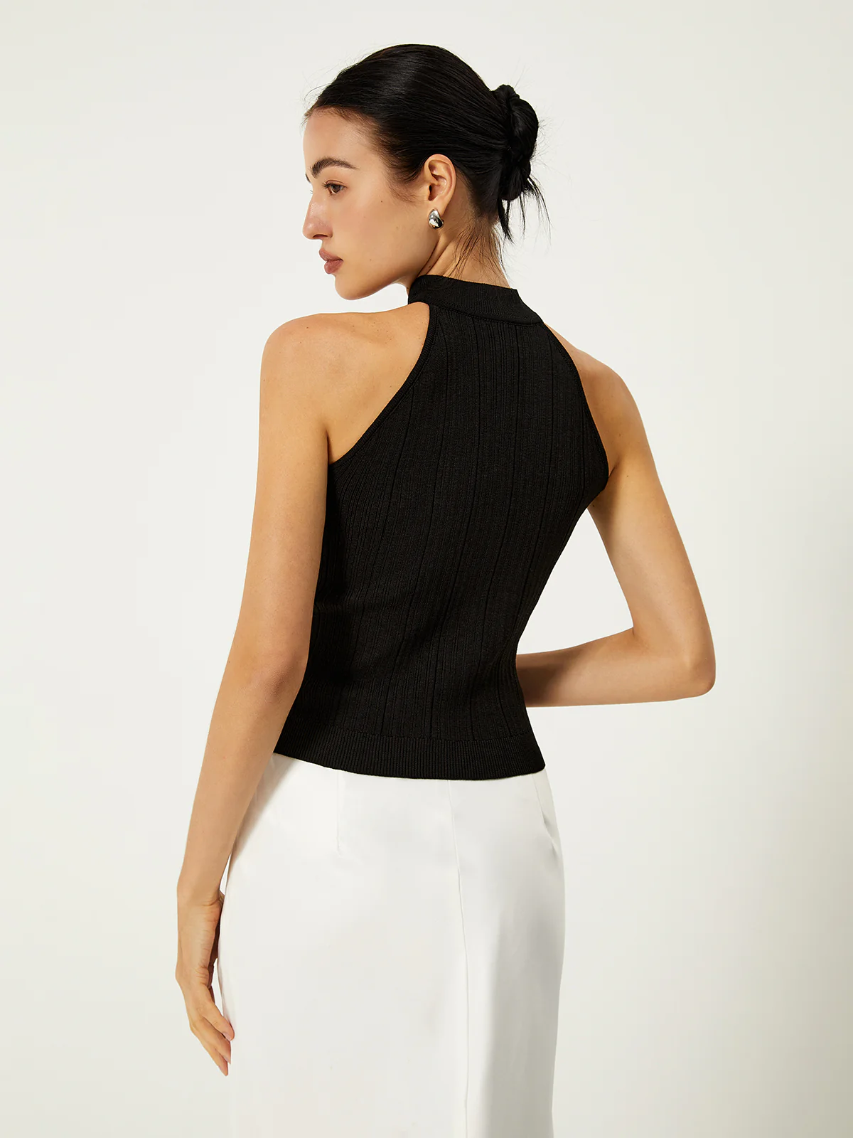 Asymmetrical Button Sweater Vest - Image 6