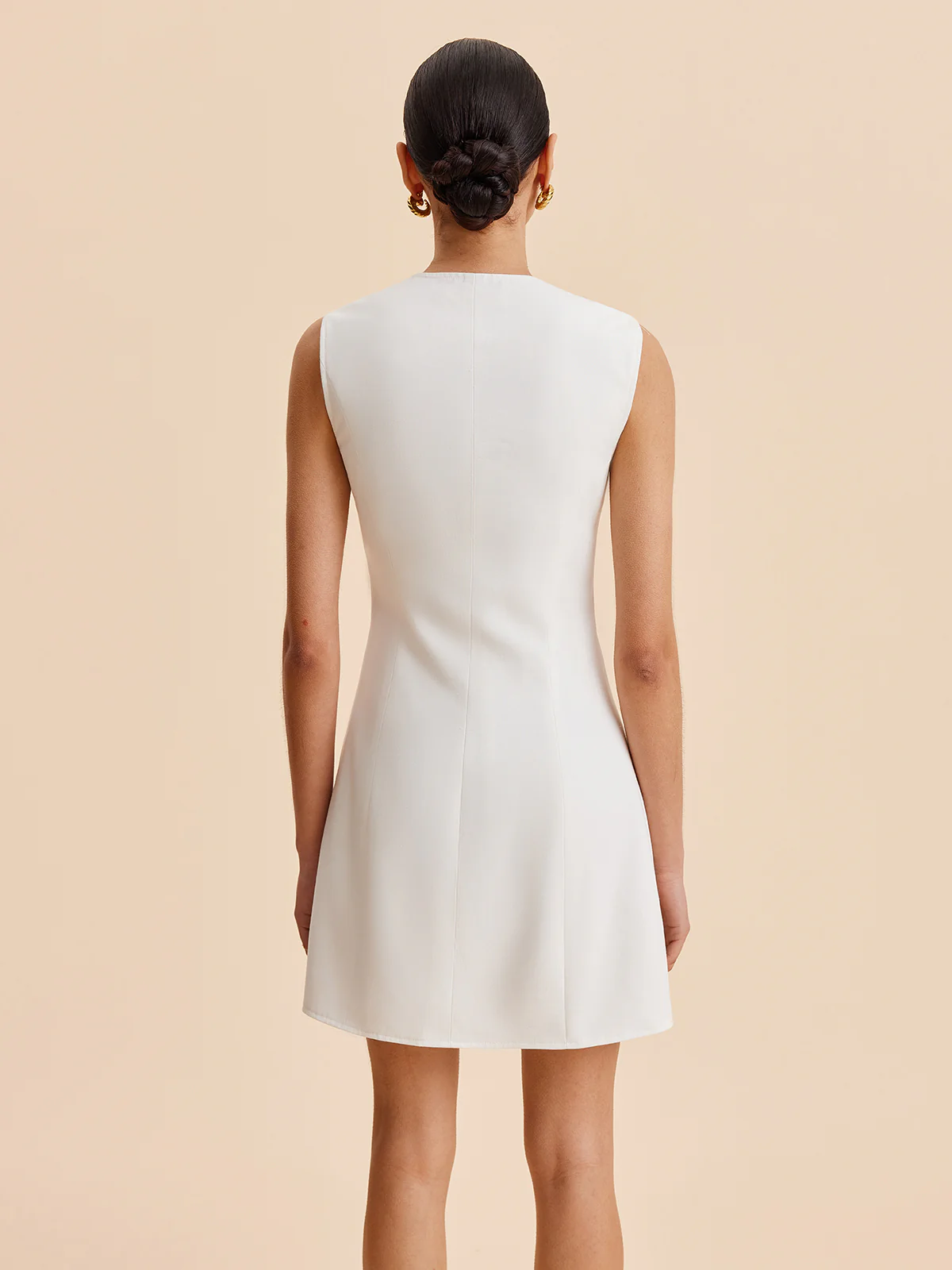 Asymmetrical Button-Up Sleeveless Dress - Image 6