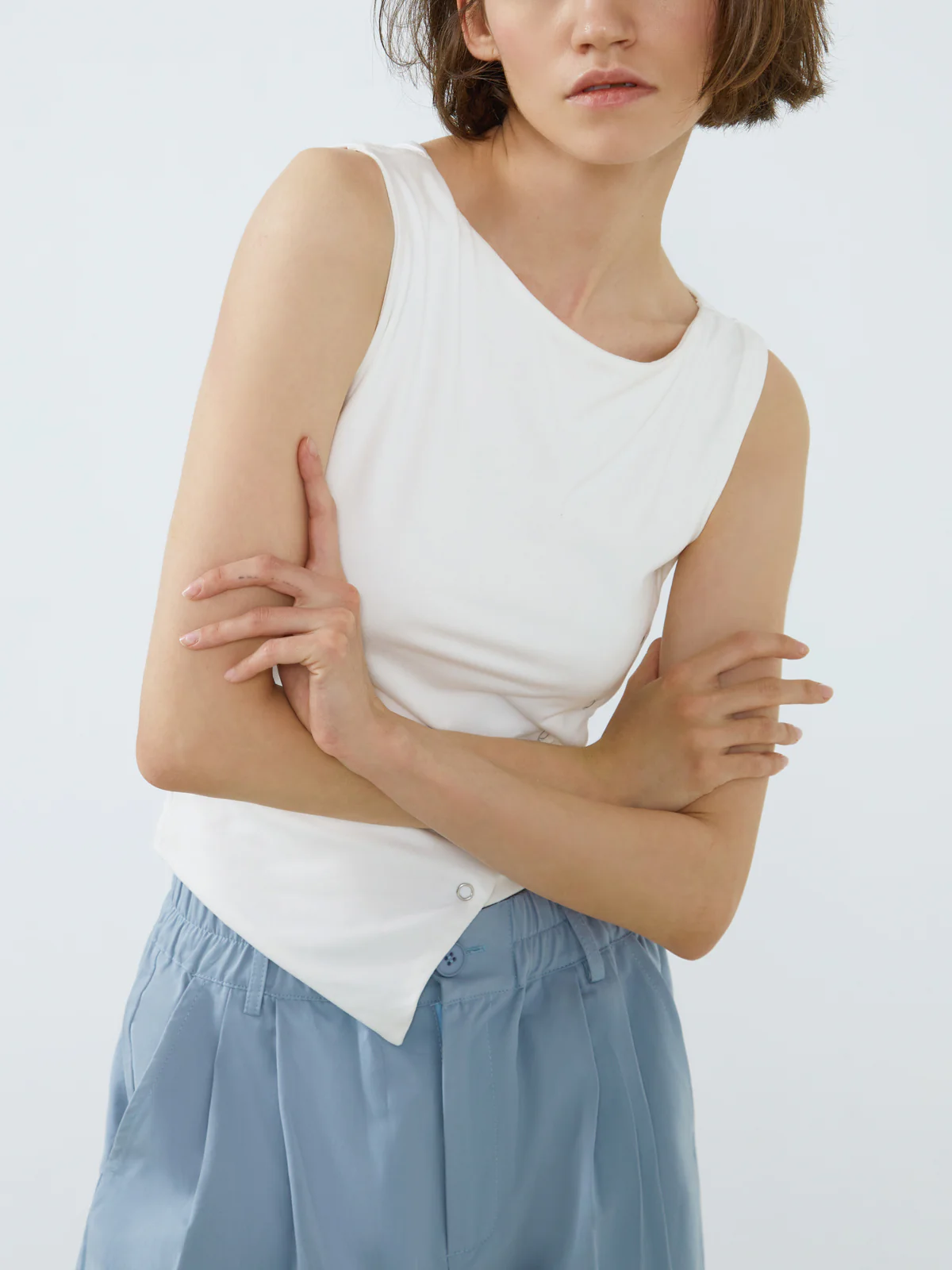 Asymmetrical Button Up Tank Top - Image 3