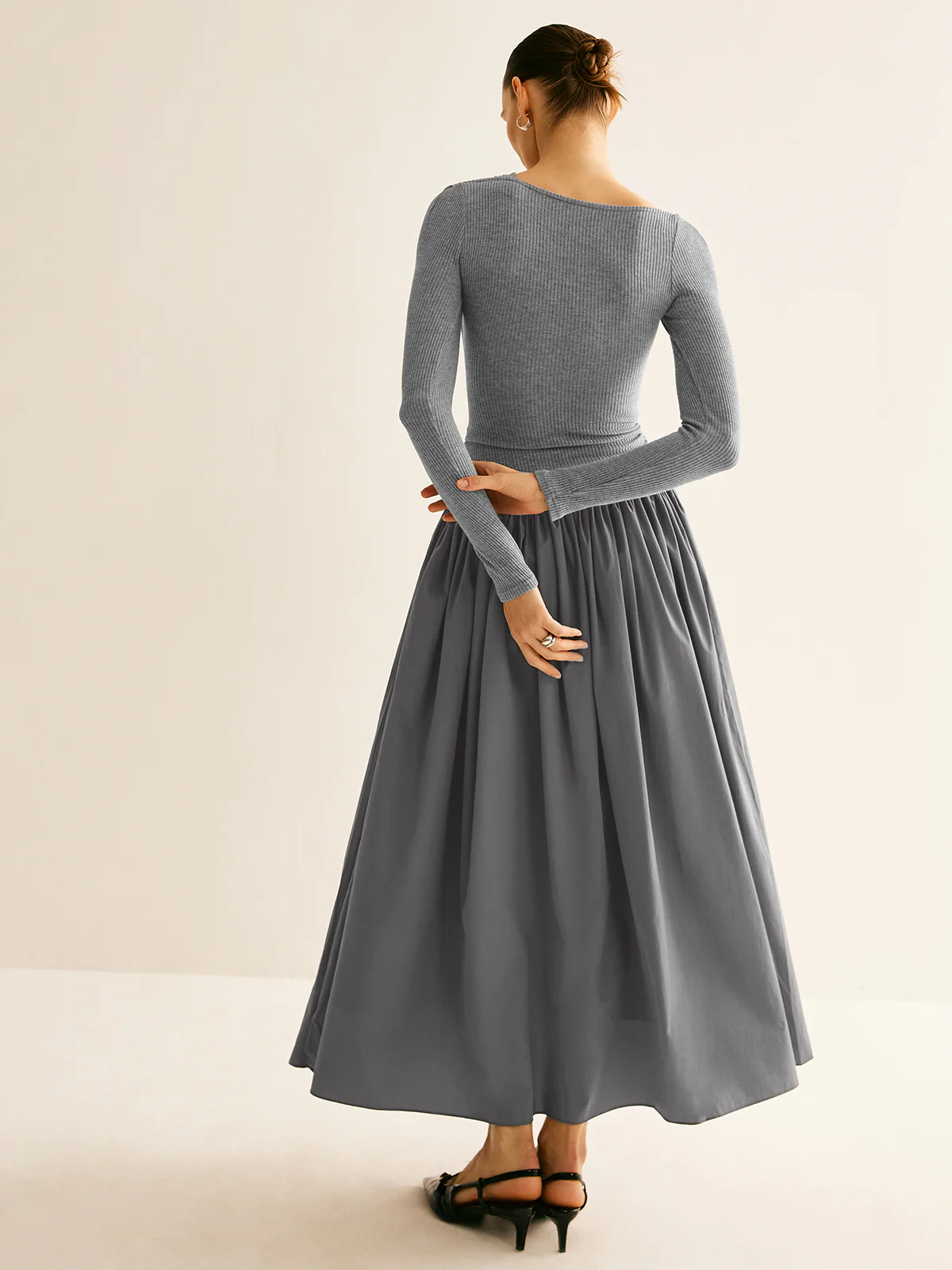 Asymmetrical Chic Panel Pleated Dress - Image 3