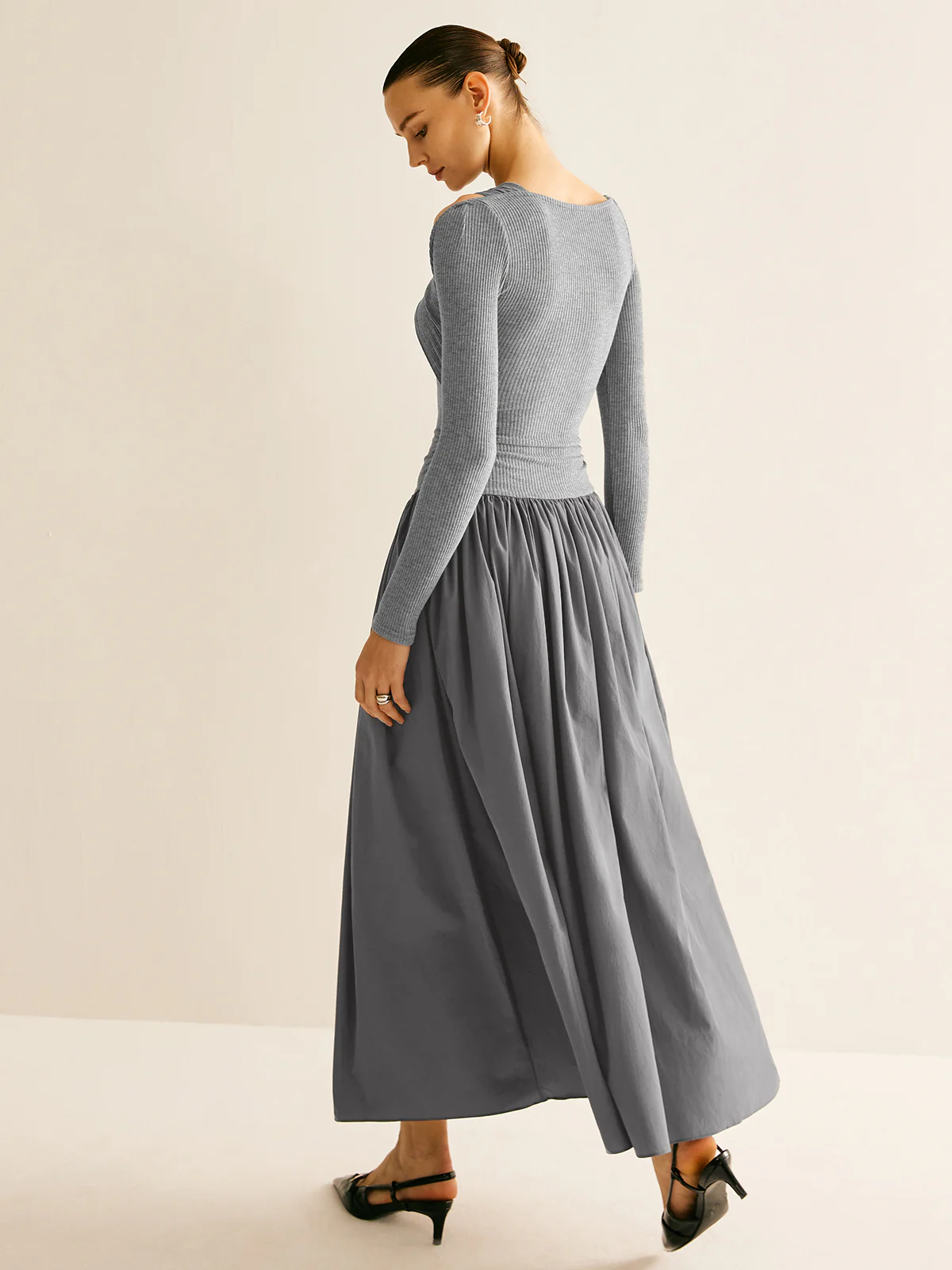 Asymmetrical Chic Panel Pleated Dress - Image 5