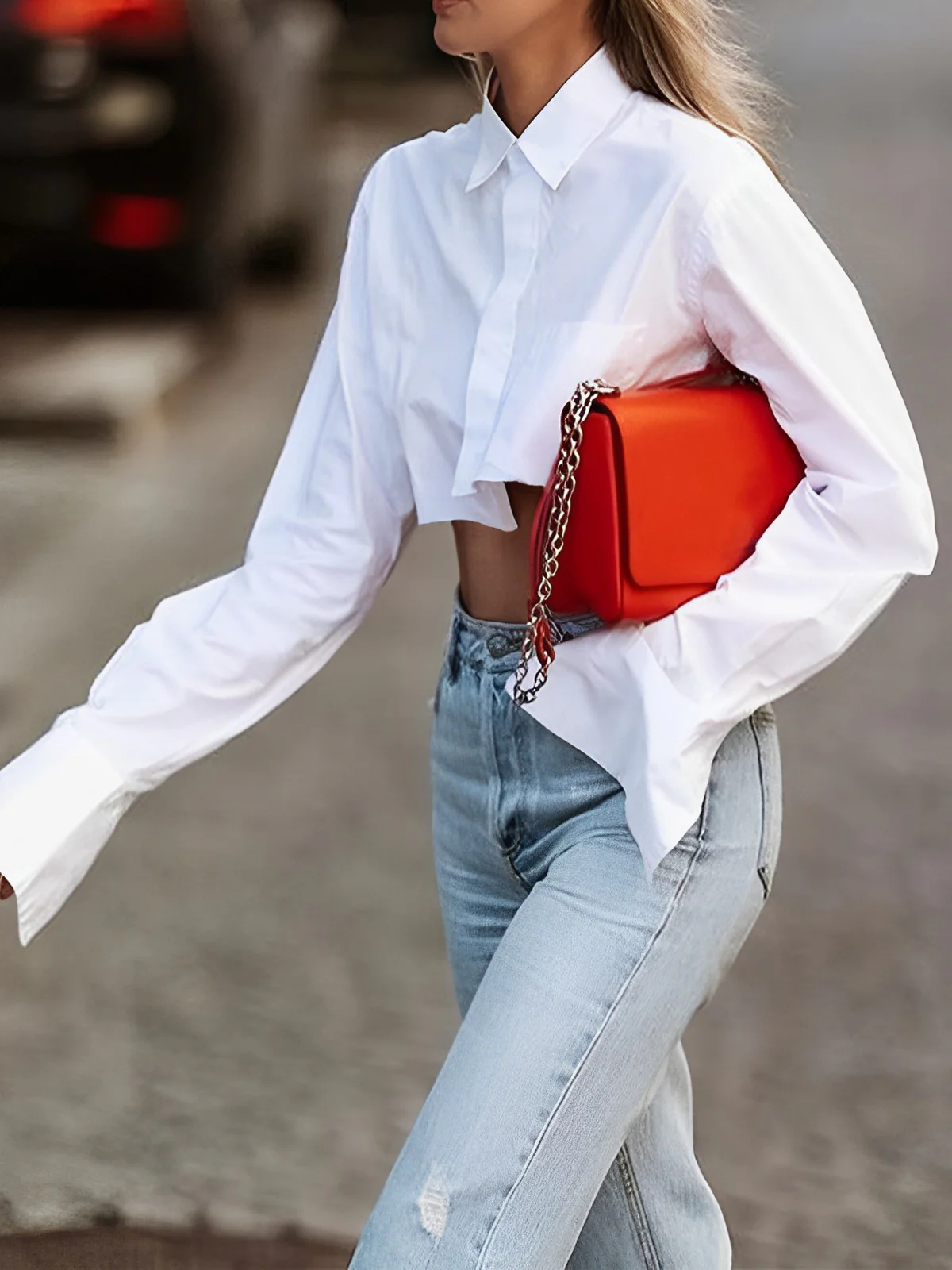 Asymmetrical Cotton Crop Shirt - Image 3