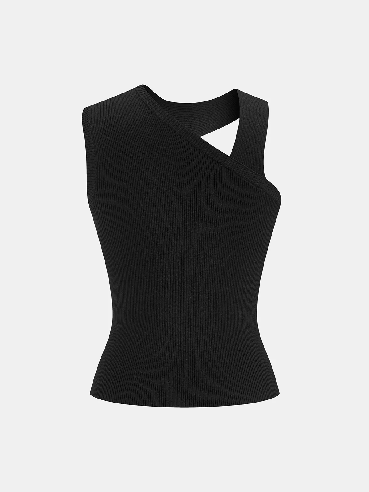 Asymmetrical Cut-Out Ribbed Knit Tank Top - Image 3