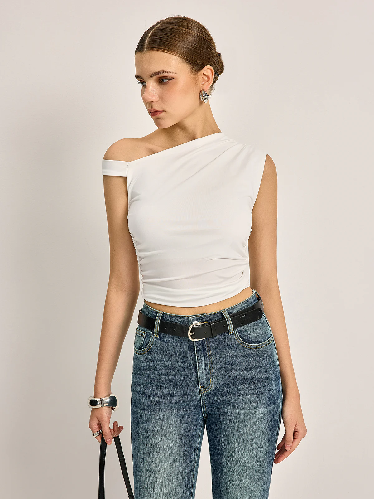Asymmetrical Cutout Ribbed Top - Image 2