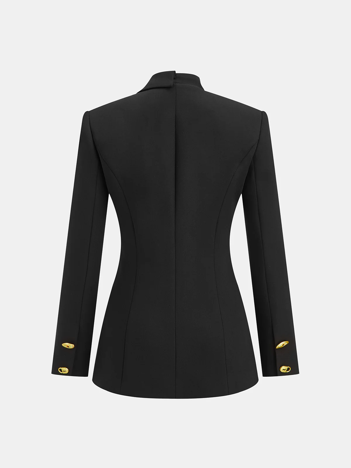 Asymmetrical Design Golden Button Blazer - Image 2