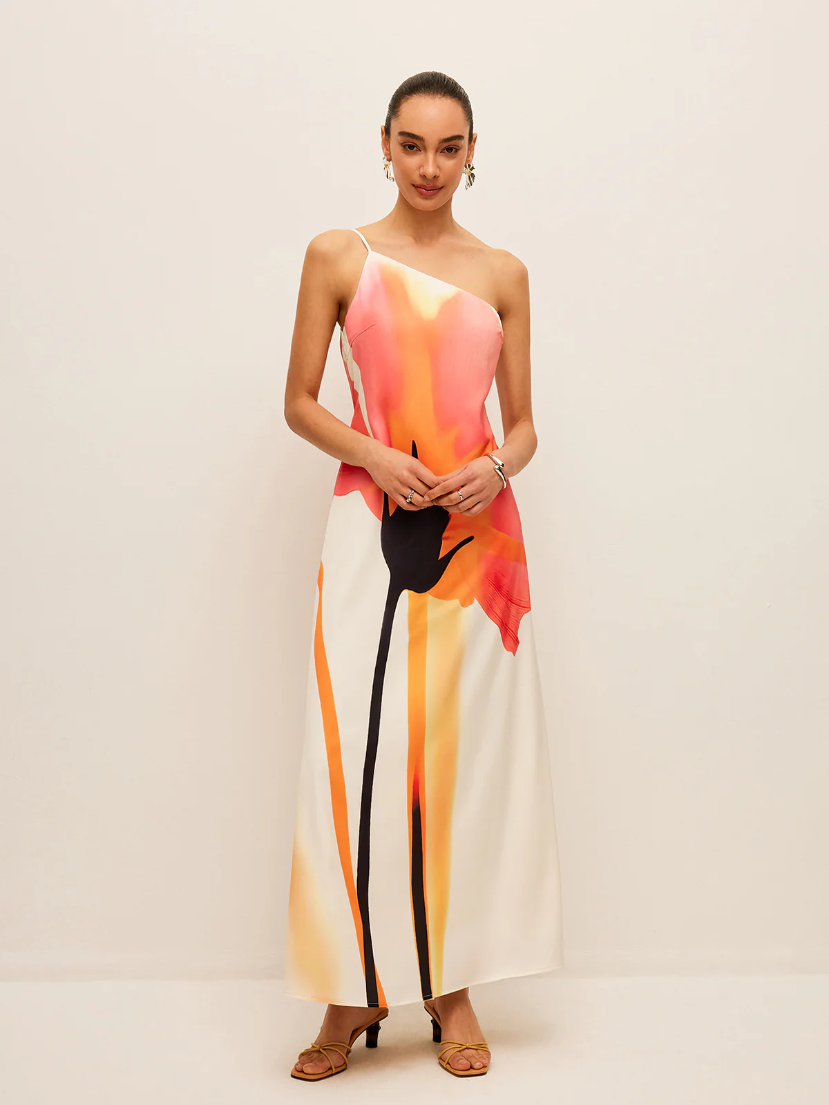 Asymmetrical Floral Print Tied Back Dress - Image 4