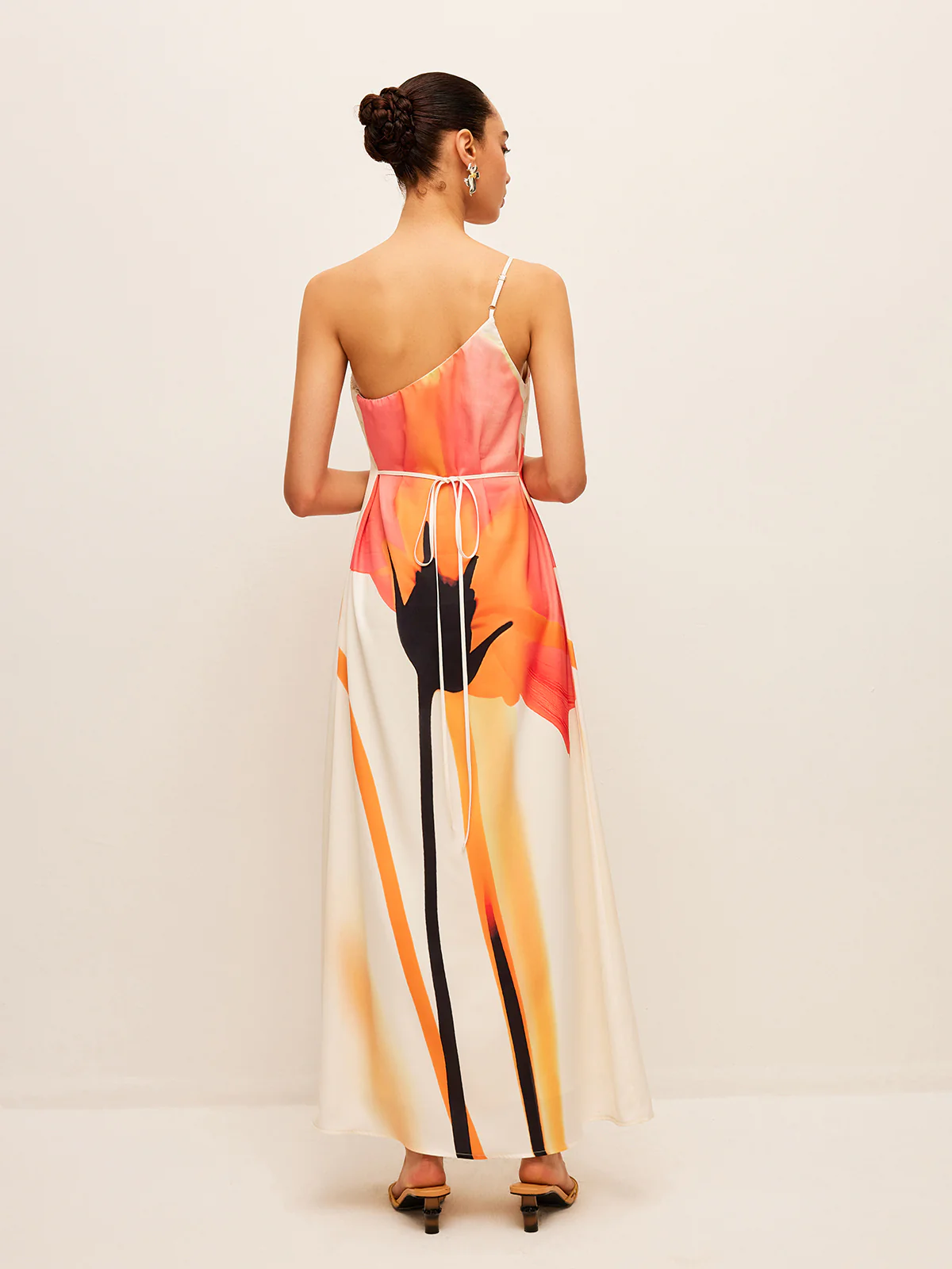 Asymmetrical Floral Print Tied Back Dress - Image 6