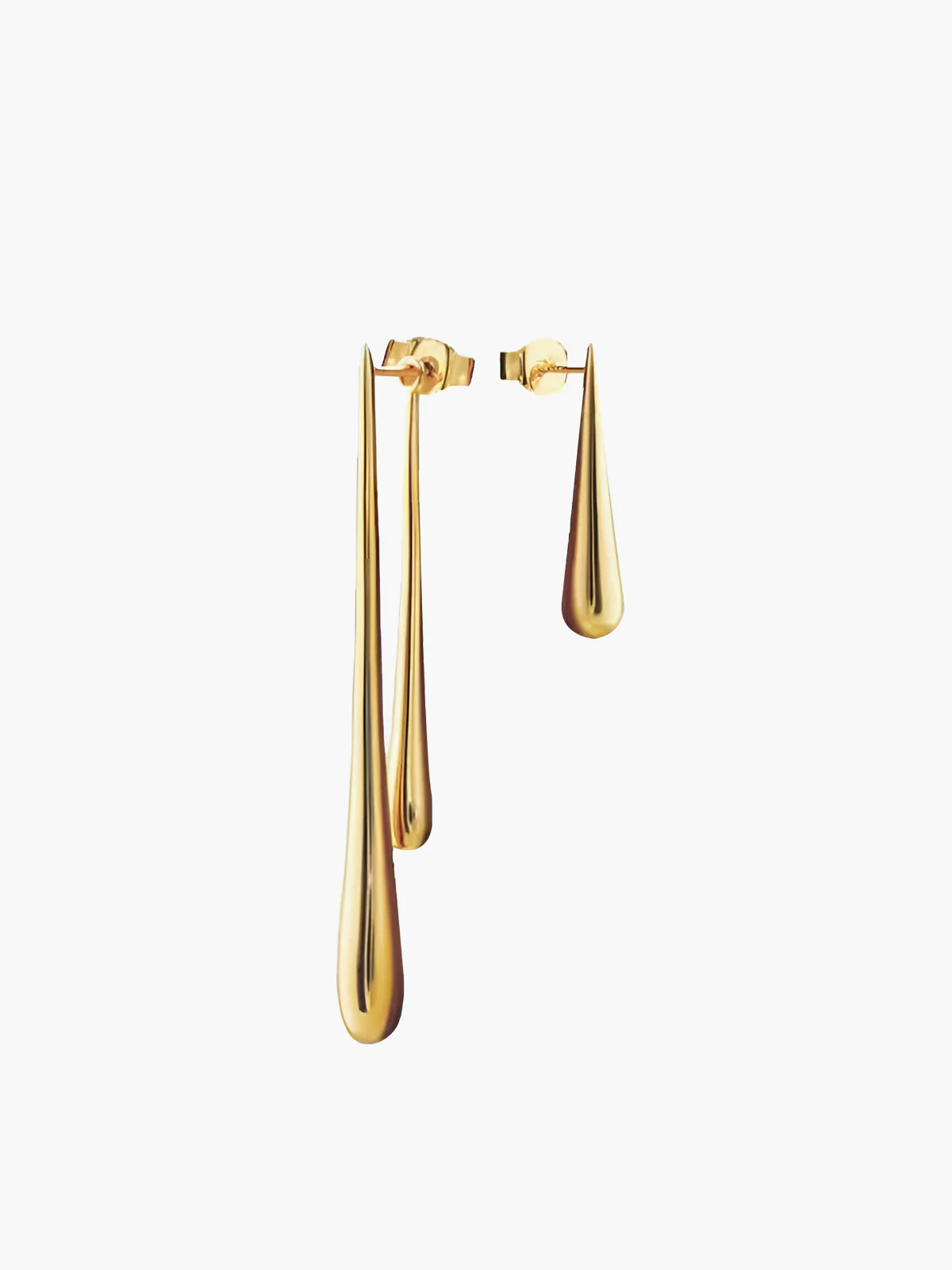 Asymmetrical Golden Water Drop Earrings - Image 2