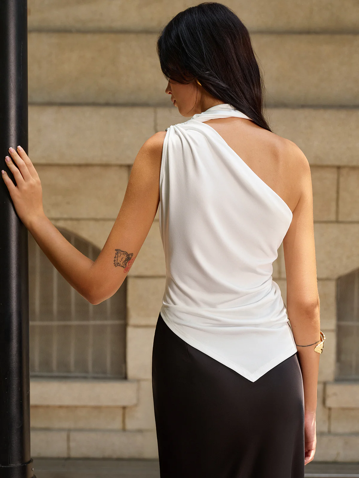 Asymmetrical Halter Neck Ruched Top - Image 8