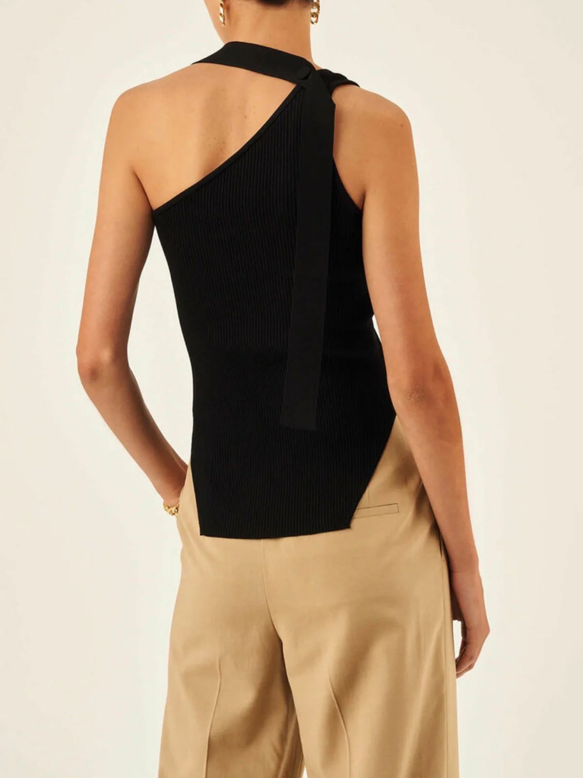 Asymmetrical Halter Rib Vest - Image 5