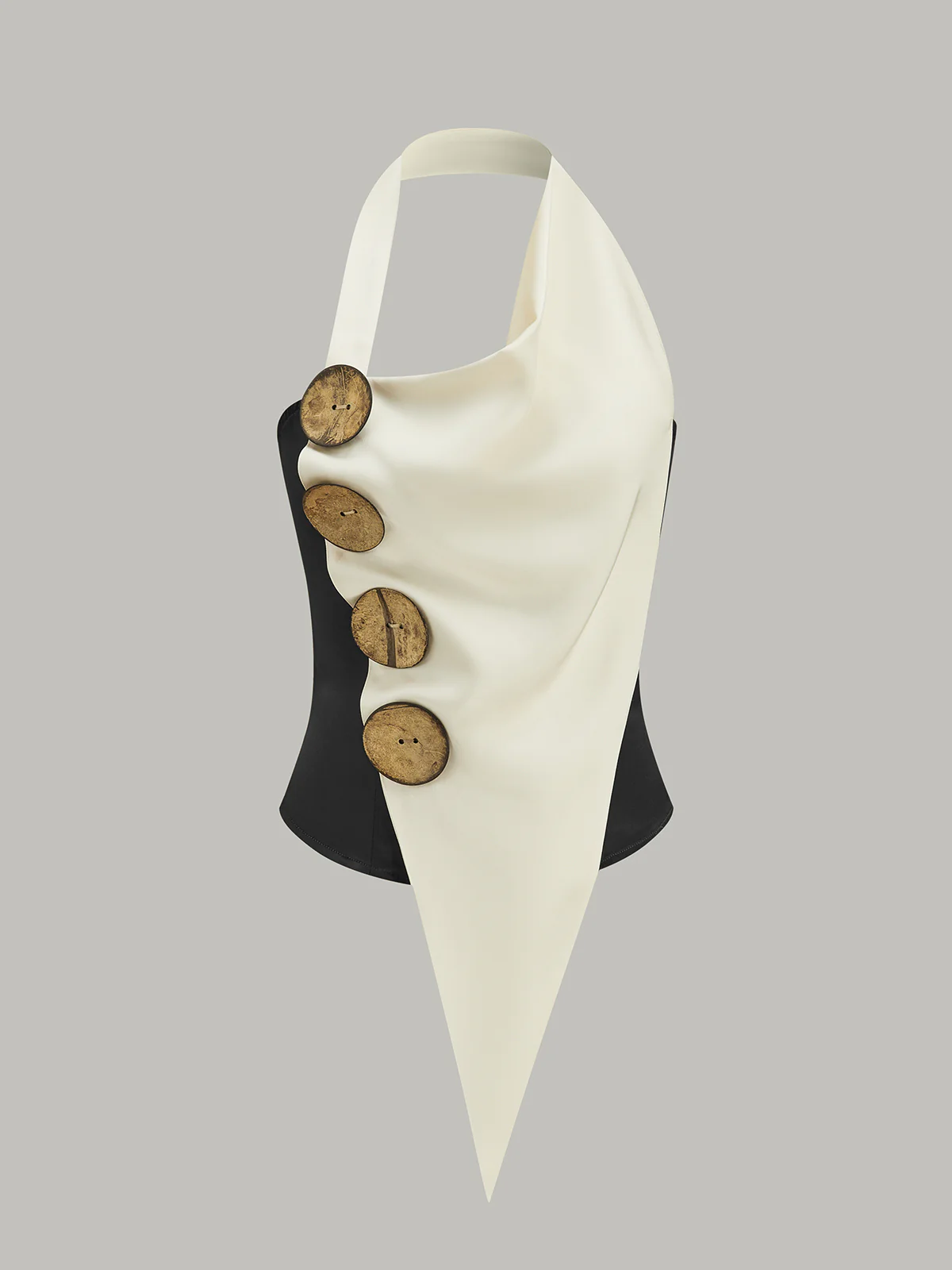 Asymmetrical Halter Top with Large Buttons - Image 5