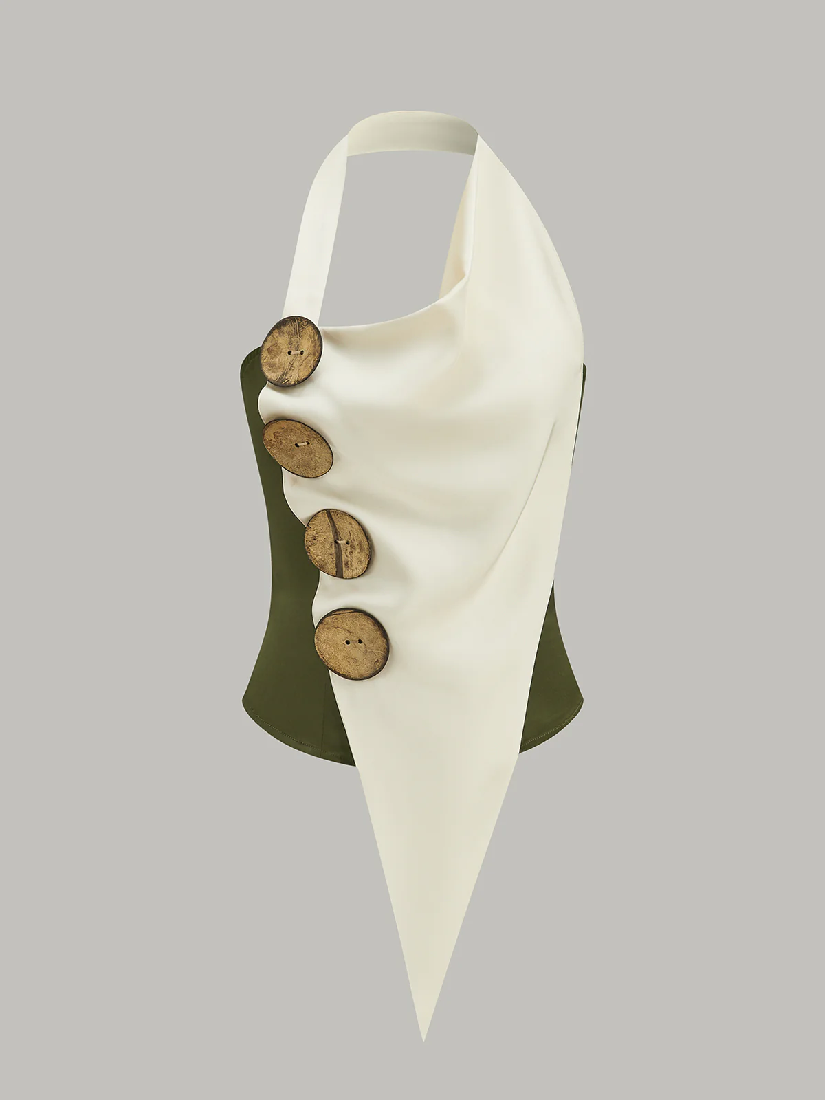 Asymmetrical Halter Top with Large Buttons - Image 6