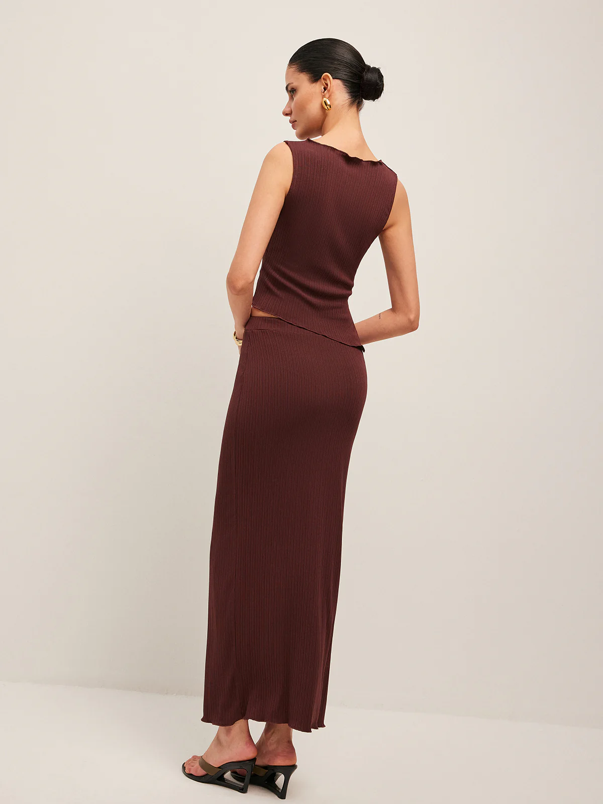 Asymmetrical Hem Ribbed Skirt Set - Image 6