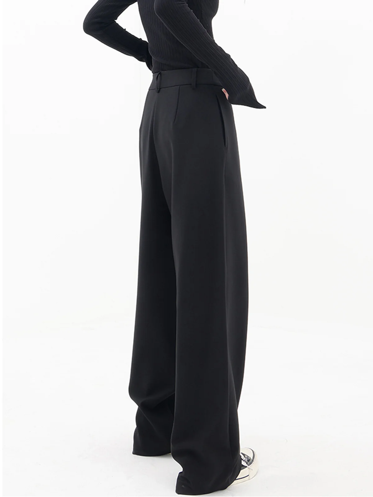 Asymmetrical Layer Button Wide Leg Dress Pants - Image 6