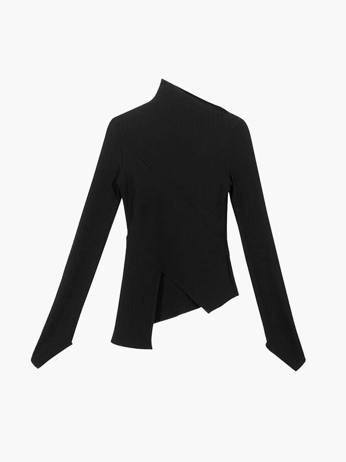 Asymmetrical Long Sleeve Slim Top - Image 4