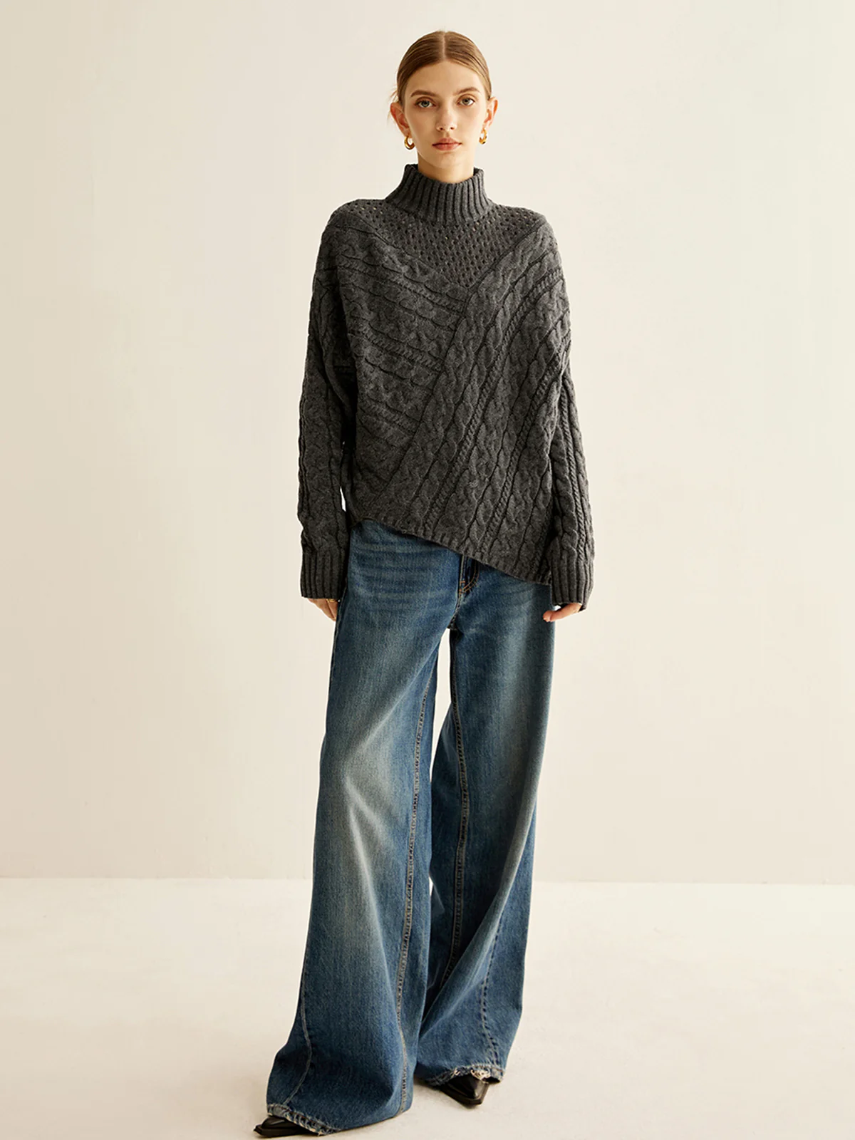 Asymmetrical Mock-Neck Sweater - Image 3