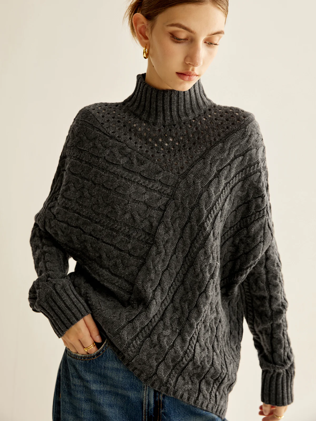 Asymmetrical Mock-Neck Sweater - Image 4