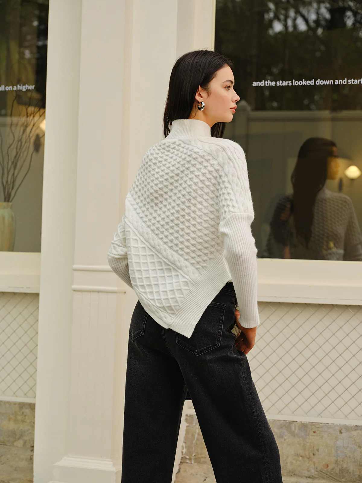 Asymmetrical Mock-Neck Zipper Sweater - Image 7