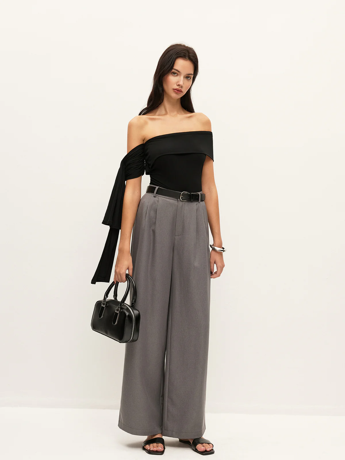 Asymmetrical Off-Shoulder Top With Side Tie - Image 4