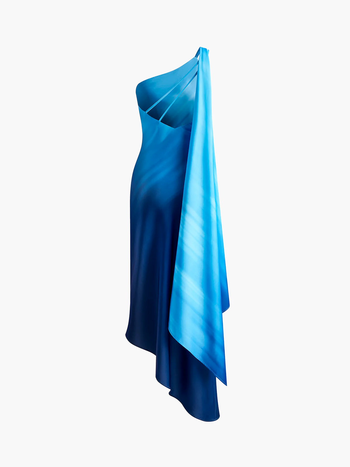 Asymmetrical One Shoulder Gradient Long Dress - Image 6