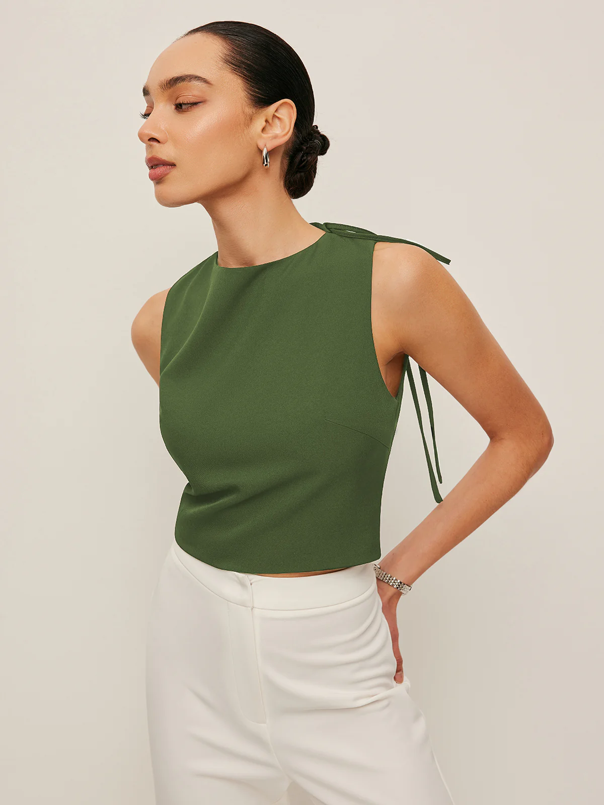 Asymmetrical Open-Back Tie Top - Image 6