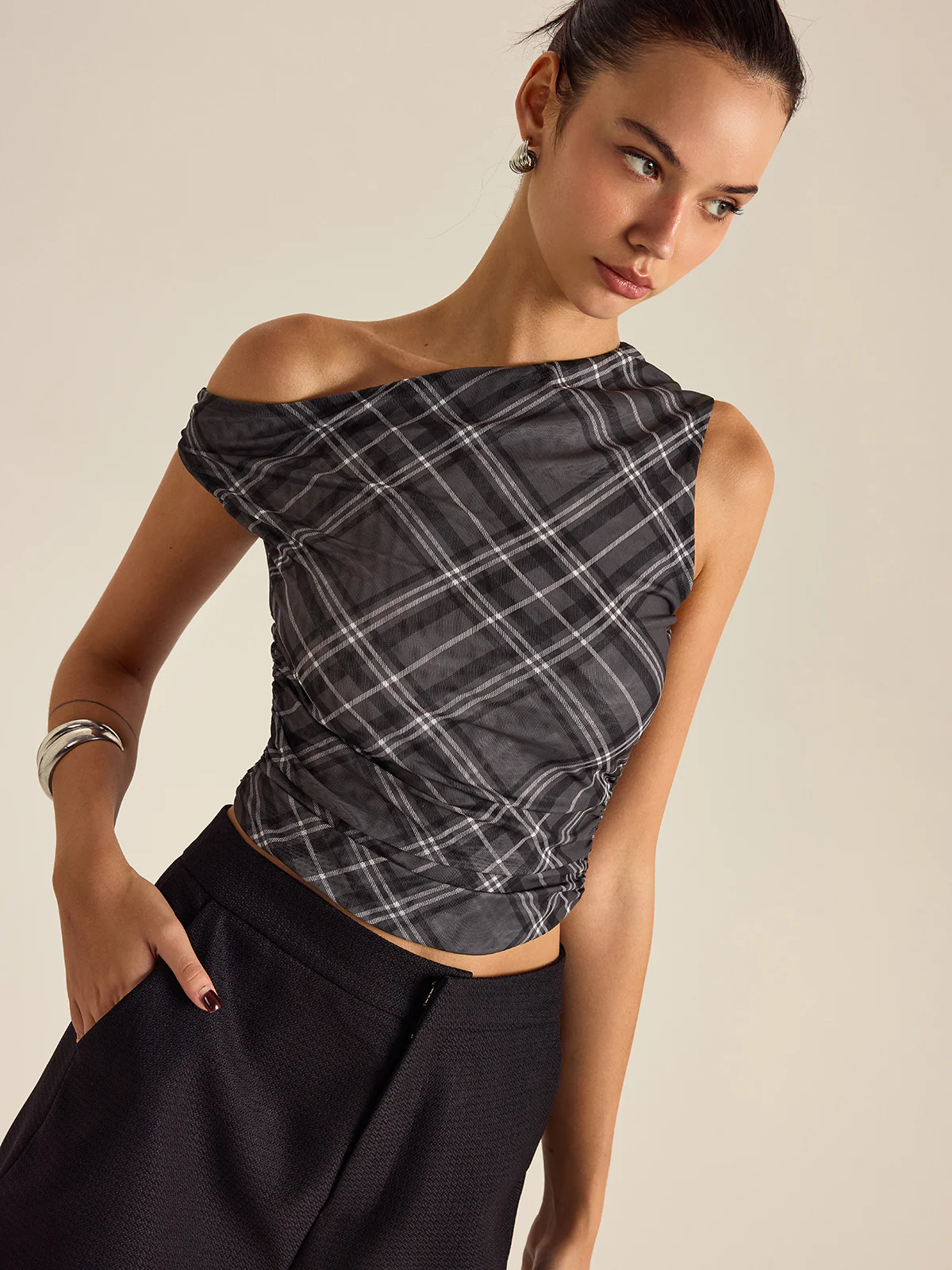 Asymmetrical Plaid Top - Image 4