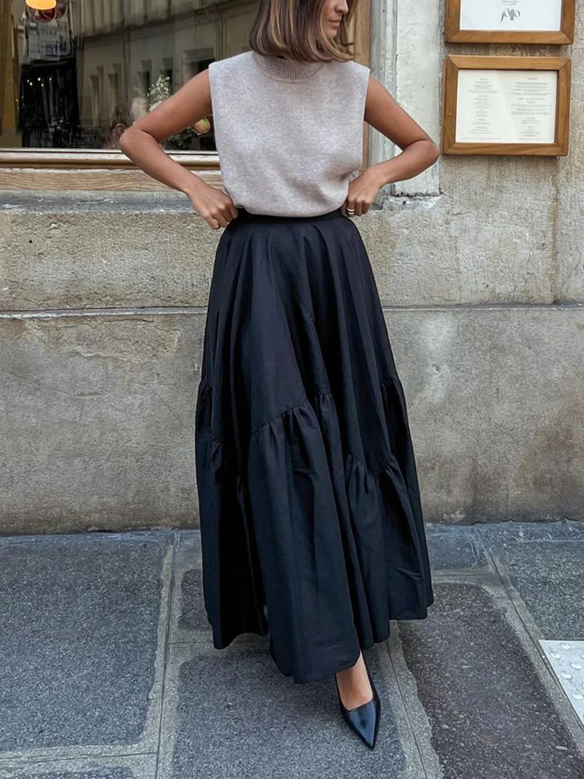 Asymmetrical Pleated Maxi Skirt - Image 4