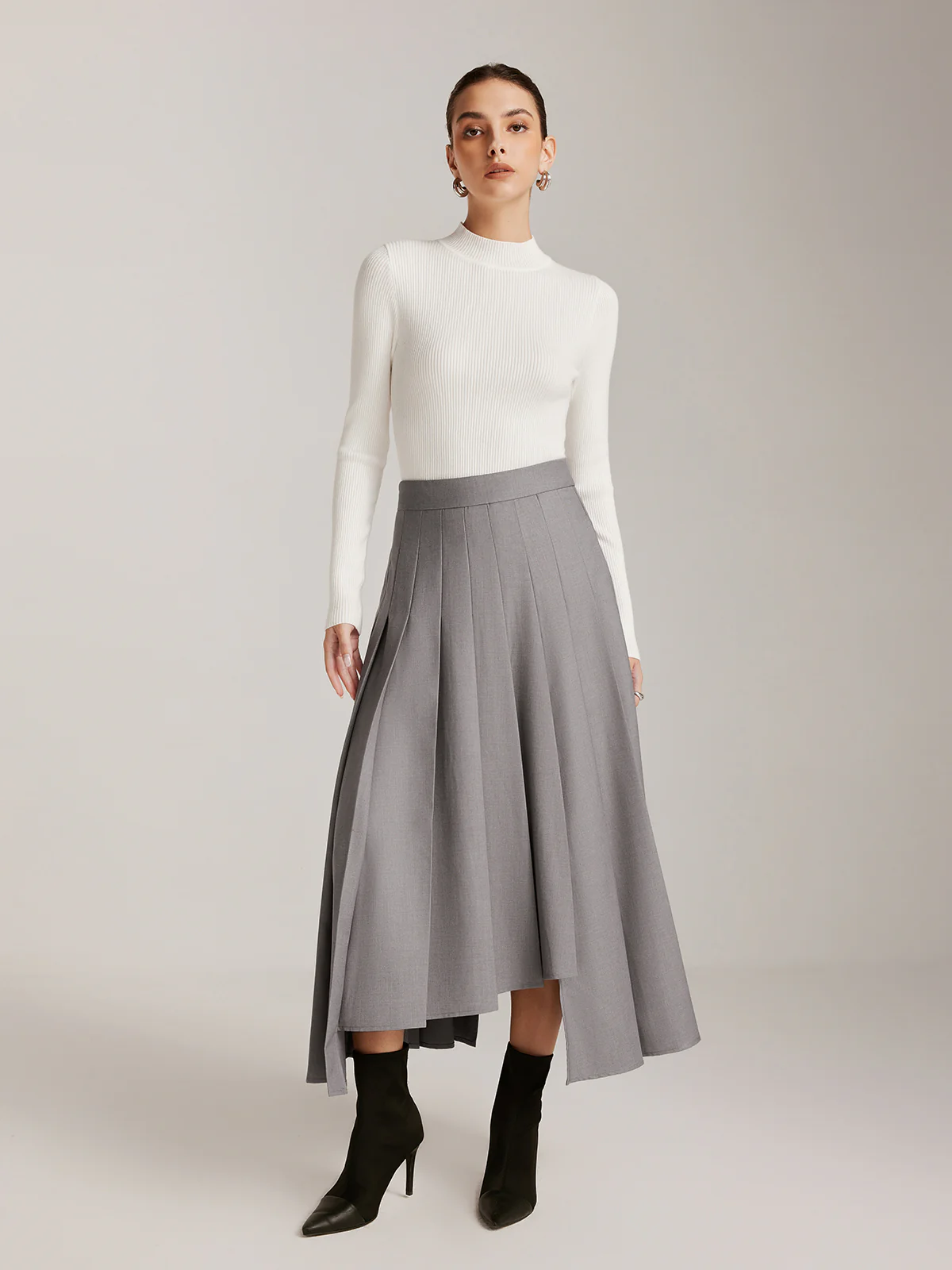 Asymmetrical Pleated Pockets Skirt - Image 4