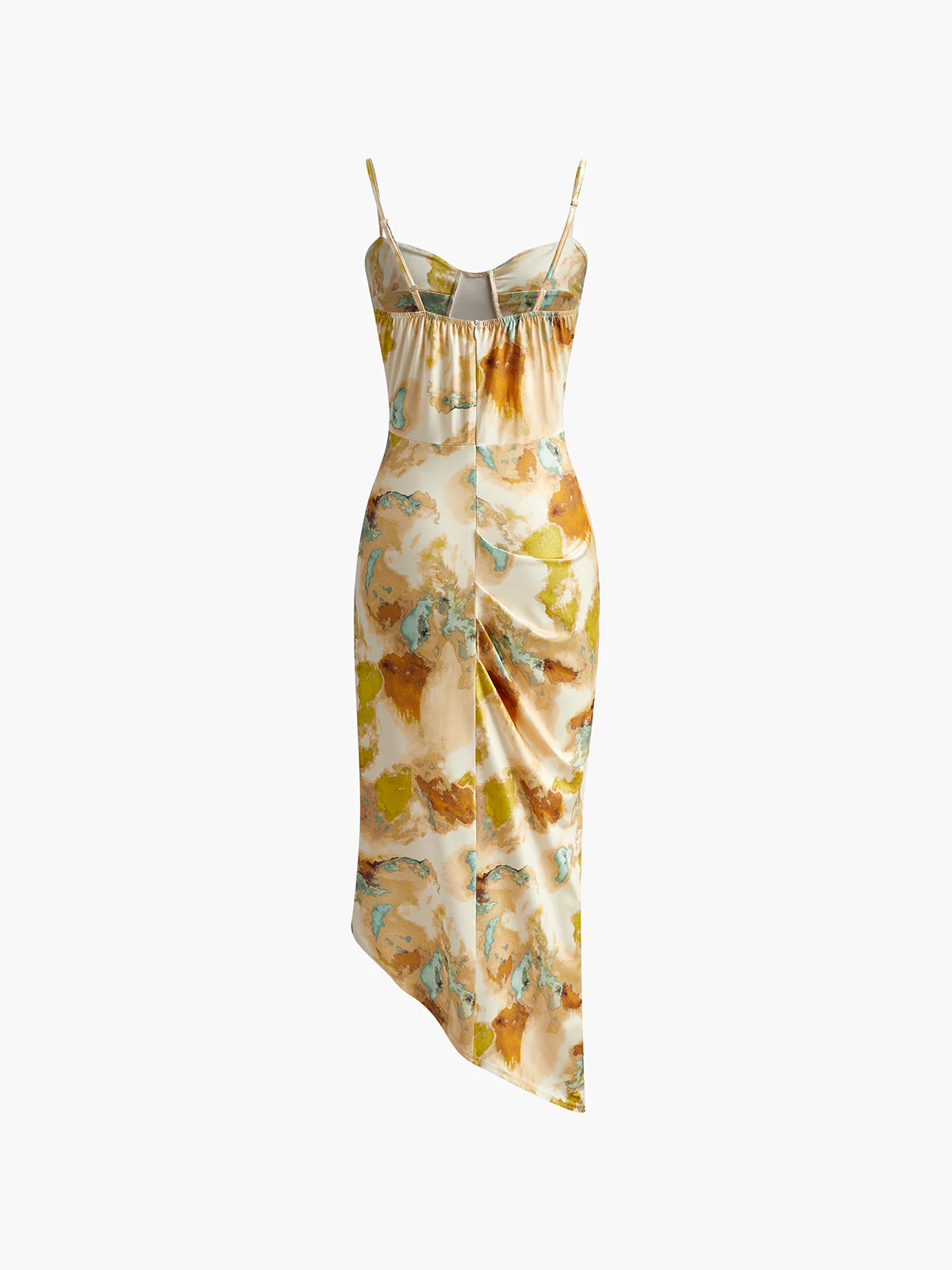 Asymmetrical Pleated Split Cami Dress - Image 2