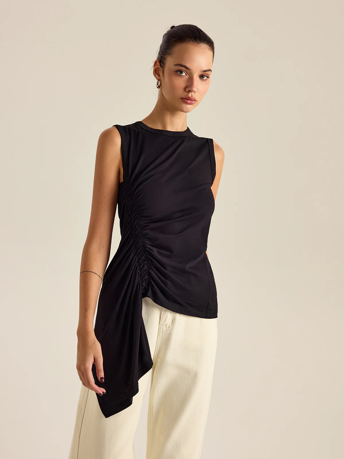 Asymmetrical Ruched Tank Top - Image 4