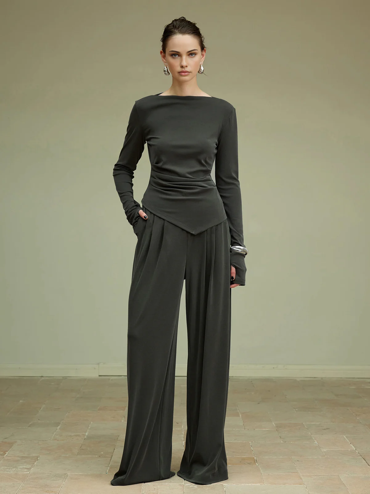 Asymmetrical Slim Jersey T-Shirt - Image 2