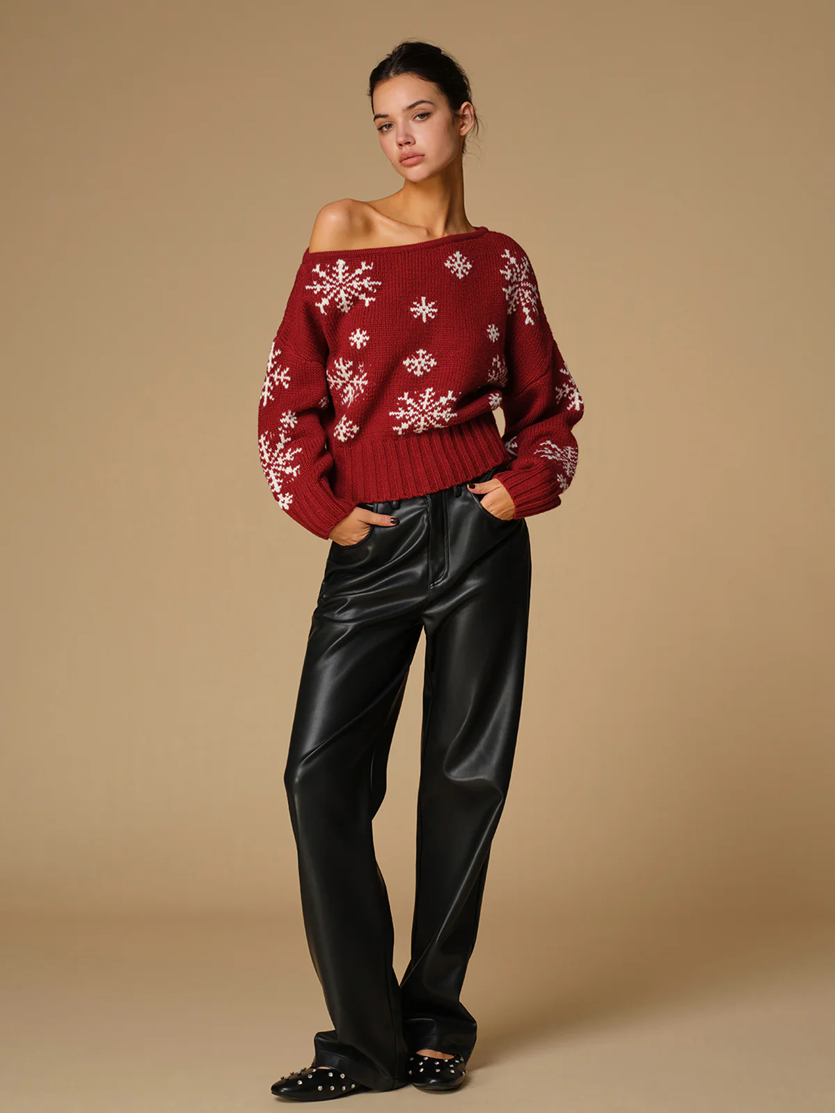 Asymmetrical Snowflake Knit Top - Image 3