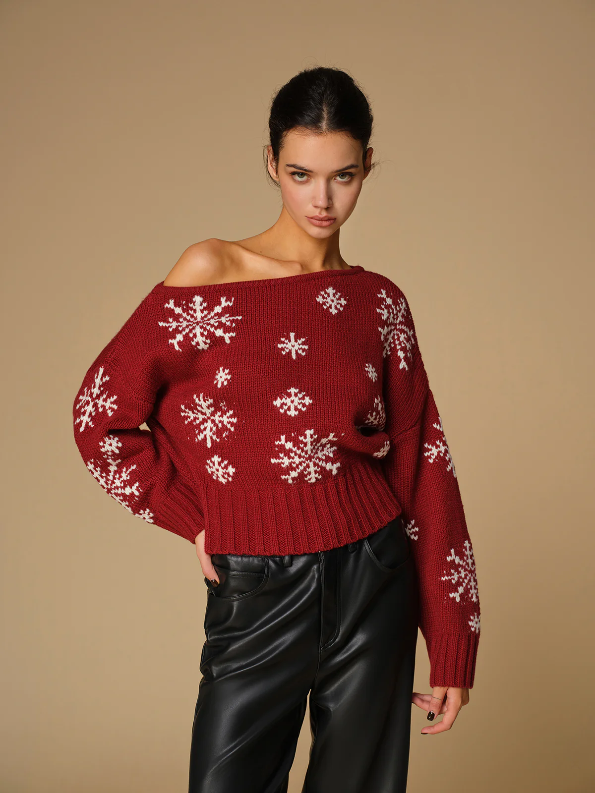Asymmetrical Snowflake Knit Top - Image 4