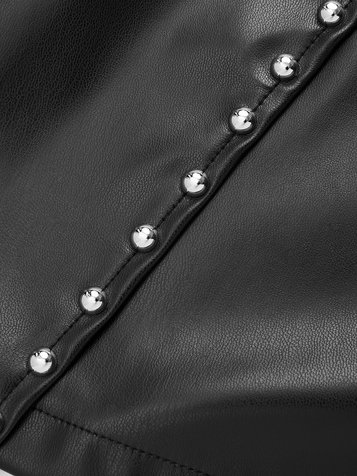 Asymmetrical Stud Faux Leather Mini Skirt - Image 5