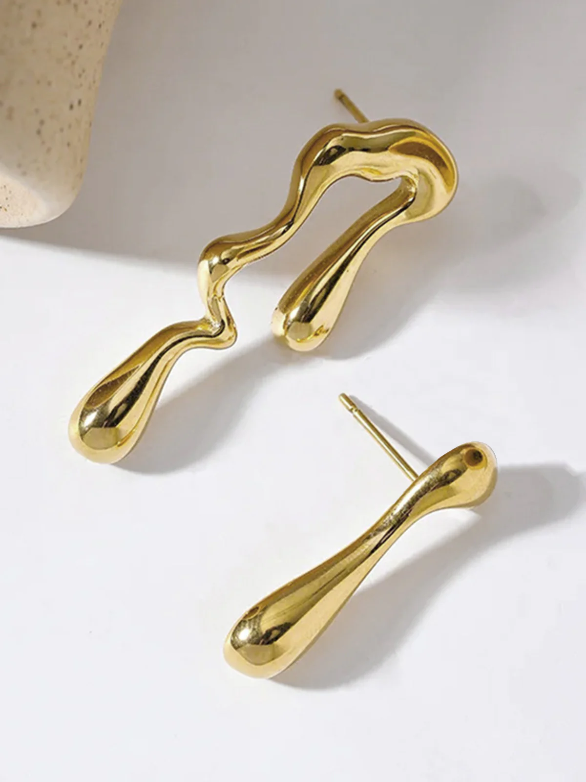 Asymmetrical Water Drop Earrings - Image 3