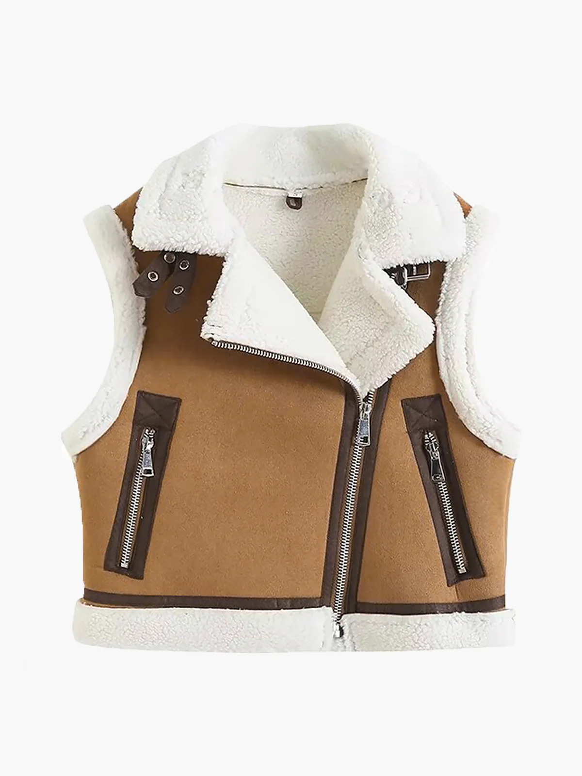 Asymmetrical Zipper Fleece Vest - Image 4