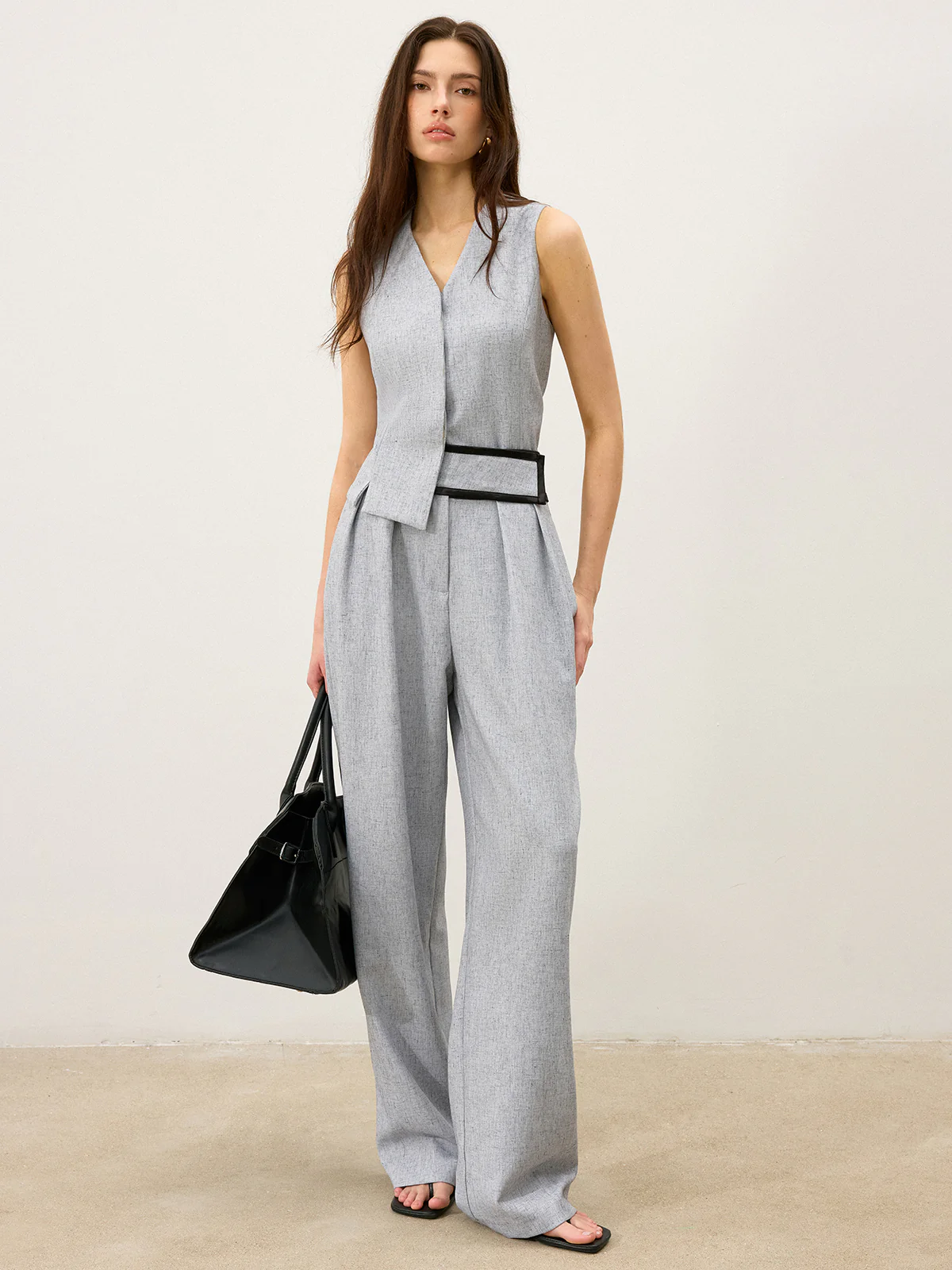 Back Buttons Slit Hem Vest - Image 2