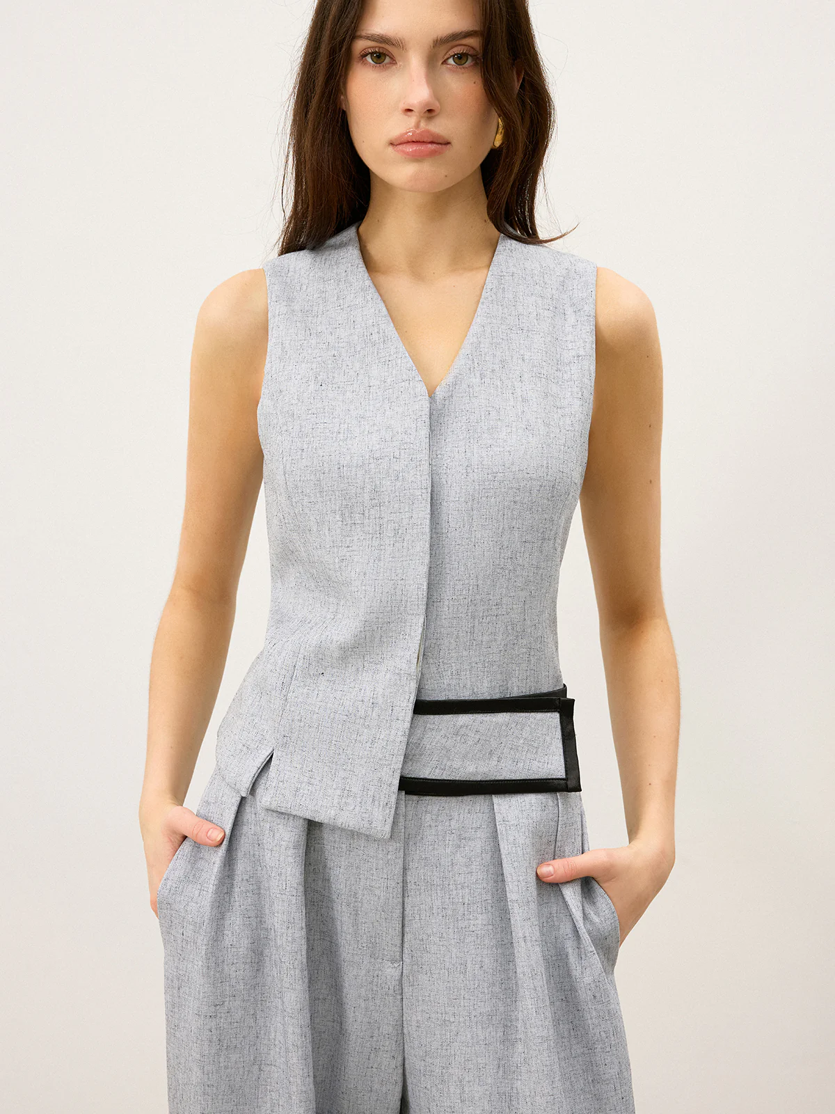 Back Buttons Slit Hem Vest - Image 5