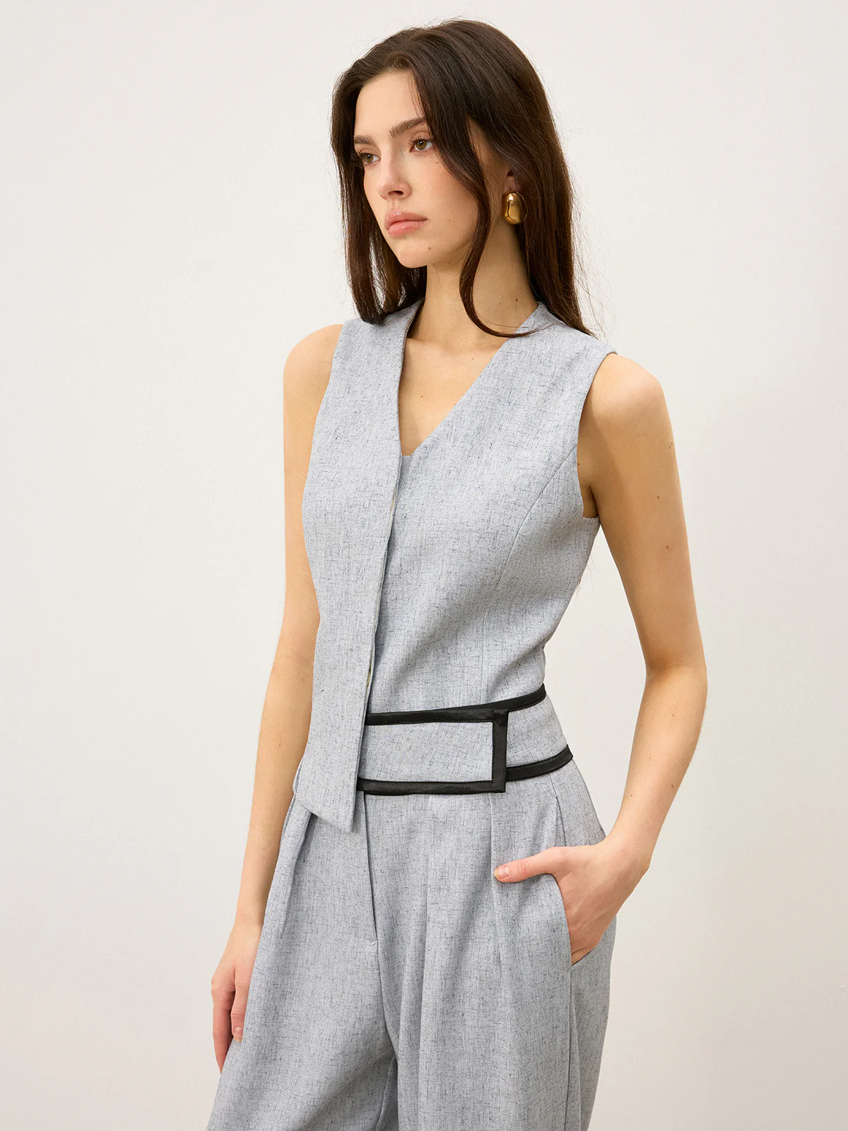 Back Buttons Slit Hem Vest - Image 6
