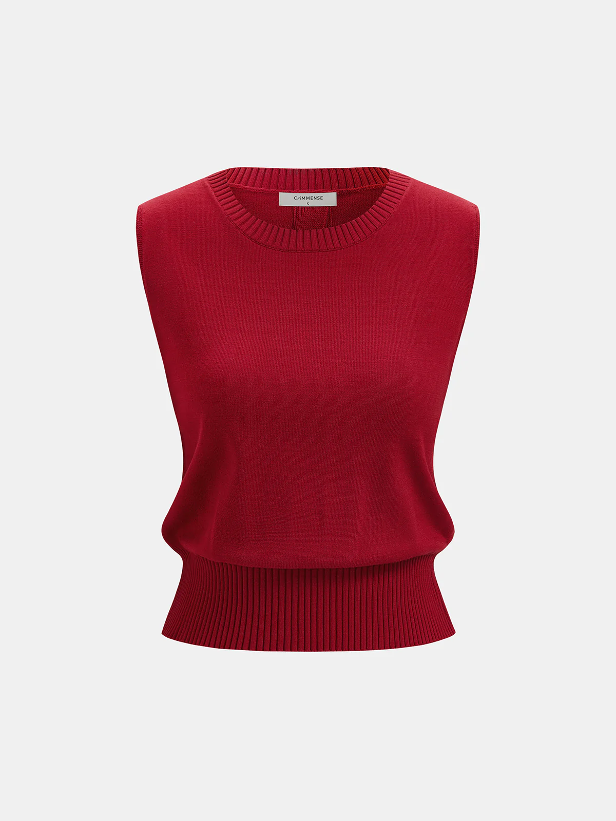 Back Keyhole Button Detail Sleeveless Knit Top - Image 2